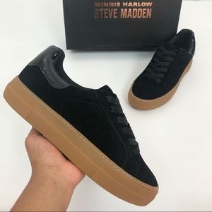 NIB Steve Madden x Winnie Harlow All Now Black Suede Sneaker 8
